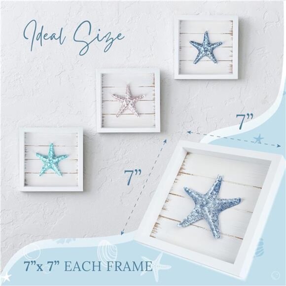 Beach Decor Starfish Wall ArtCoastal 3D Seashell Decor, Beach Wall Decor - Picture 5 of 8